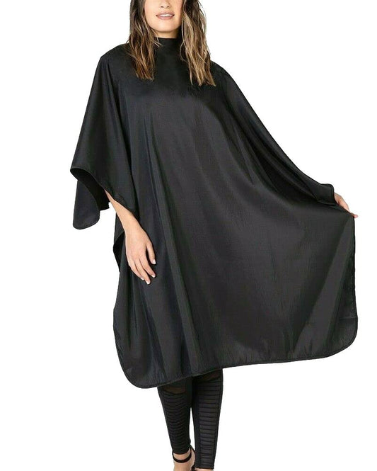 Haarschneideumhang Schwarz mit Hakenverschluss, antistatisch, wasserabweisend