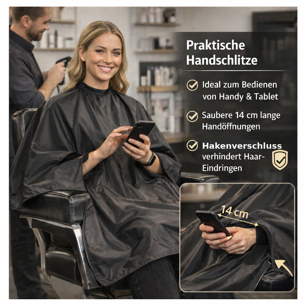 Friseurumhang mit Handschlitze